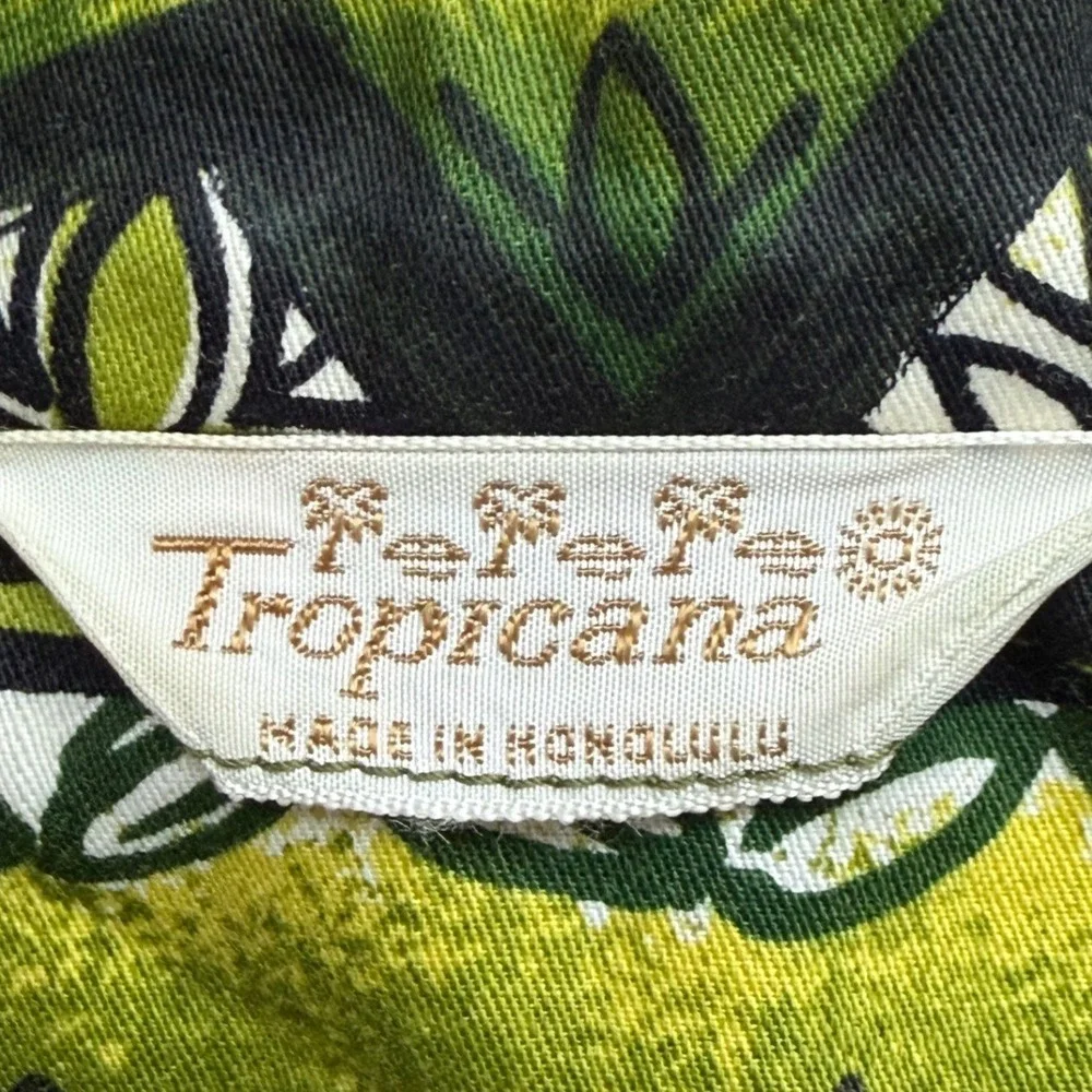 Vintage 60s 70s Hawaiian Honeymoon Set Green Tropical Aloha Barkcloth Matching
